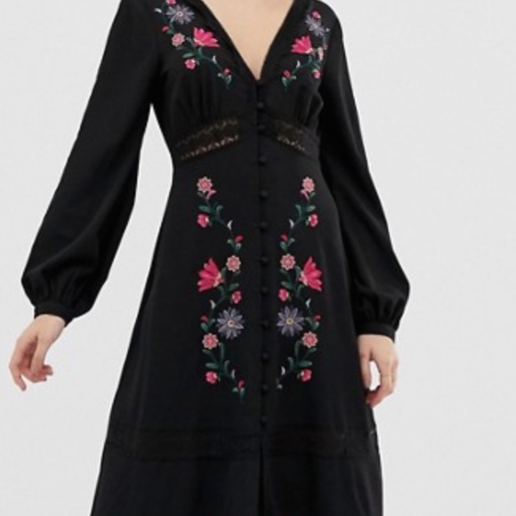 ASOS DESIGN Embroidered Maxi Dress with Lace